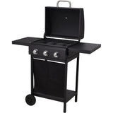 BBQ 3-Burner gas grill with wheels - Black