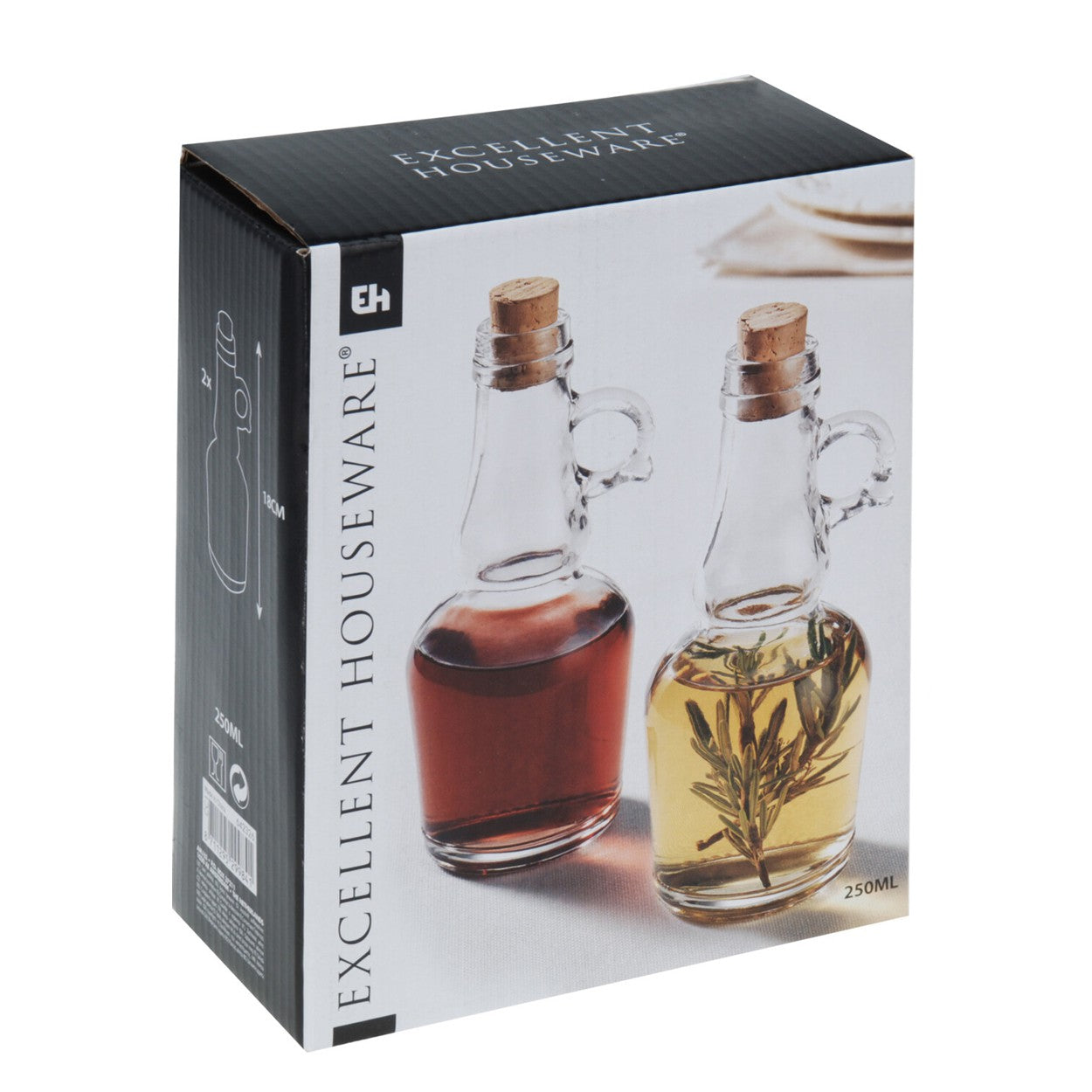 Oil & Vinegar glass bottle set, Clear