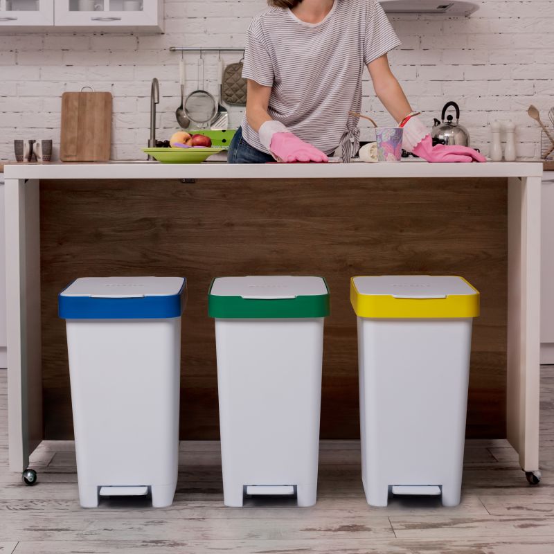 Pedal Bin - White & Blue