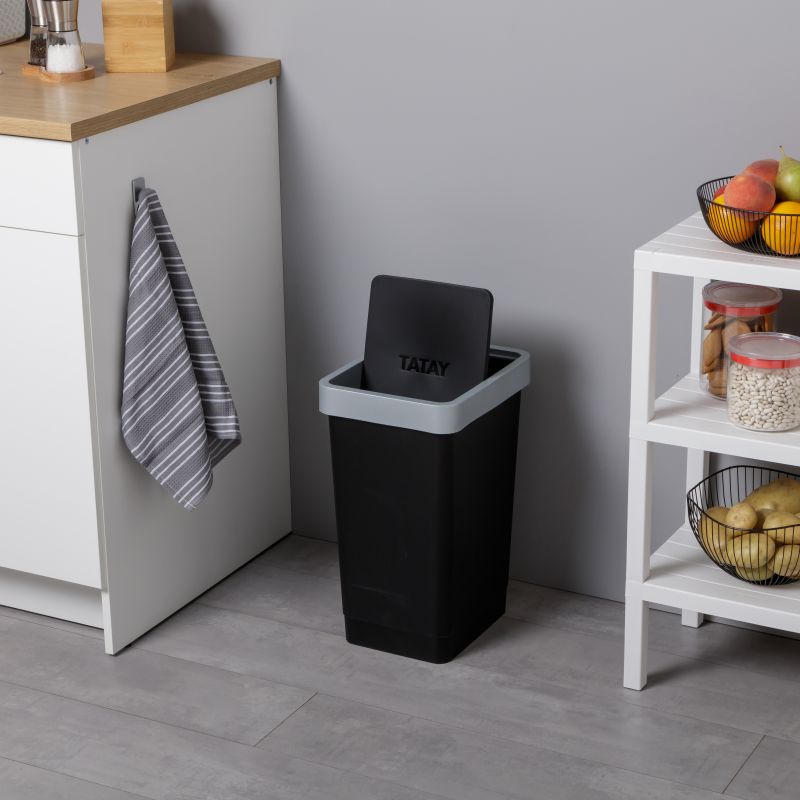 Dustbin with swing lid, Black